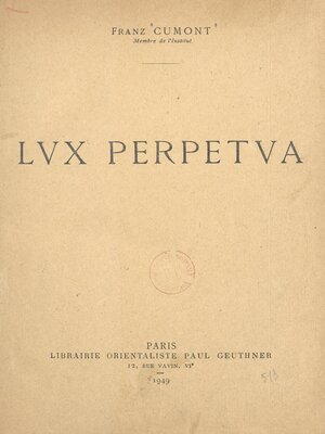 cover image of Lux perpetua